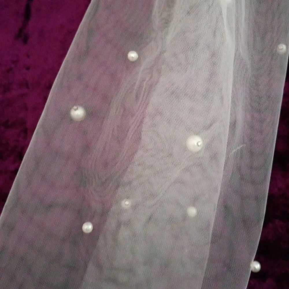 Girls Large Sheer White Bow with Pearls Wedding Communion Prom